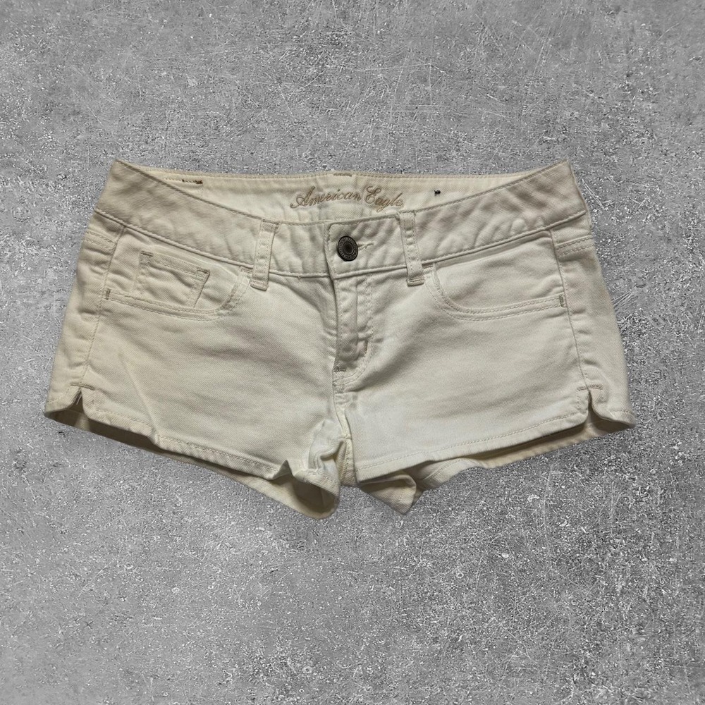 American Eagle Outfitters White Denim Shorts Y2K Low Rise Stretch Size 2
